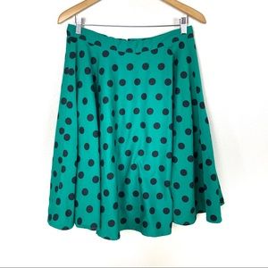 Hell Bunny Vixen‎ Green Black Polka Dot Retro Circle Skirt Women’s Sz Large